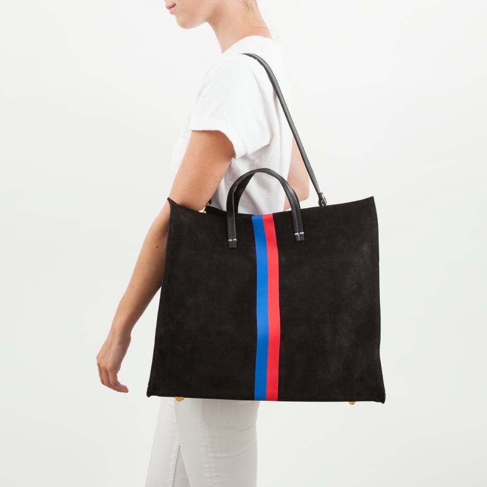 ✨Sold ✨ CLARE V. Simple Stripe Suede Tote - Picture 1 of 16